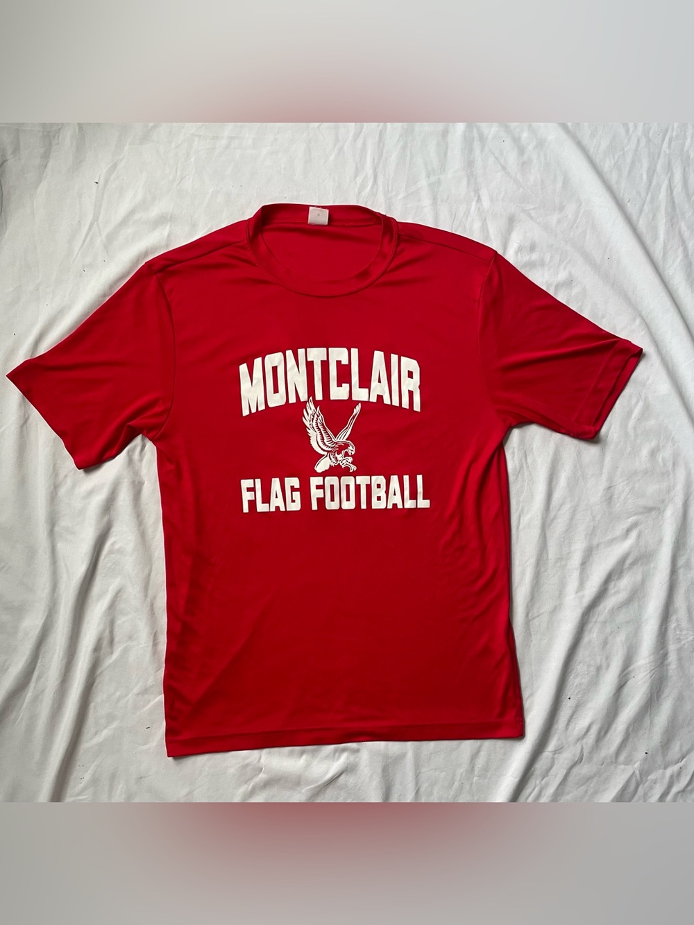 Montclair State University Flag Football #13 Graphic Logo T-Shirt Red/White S